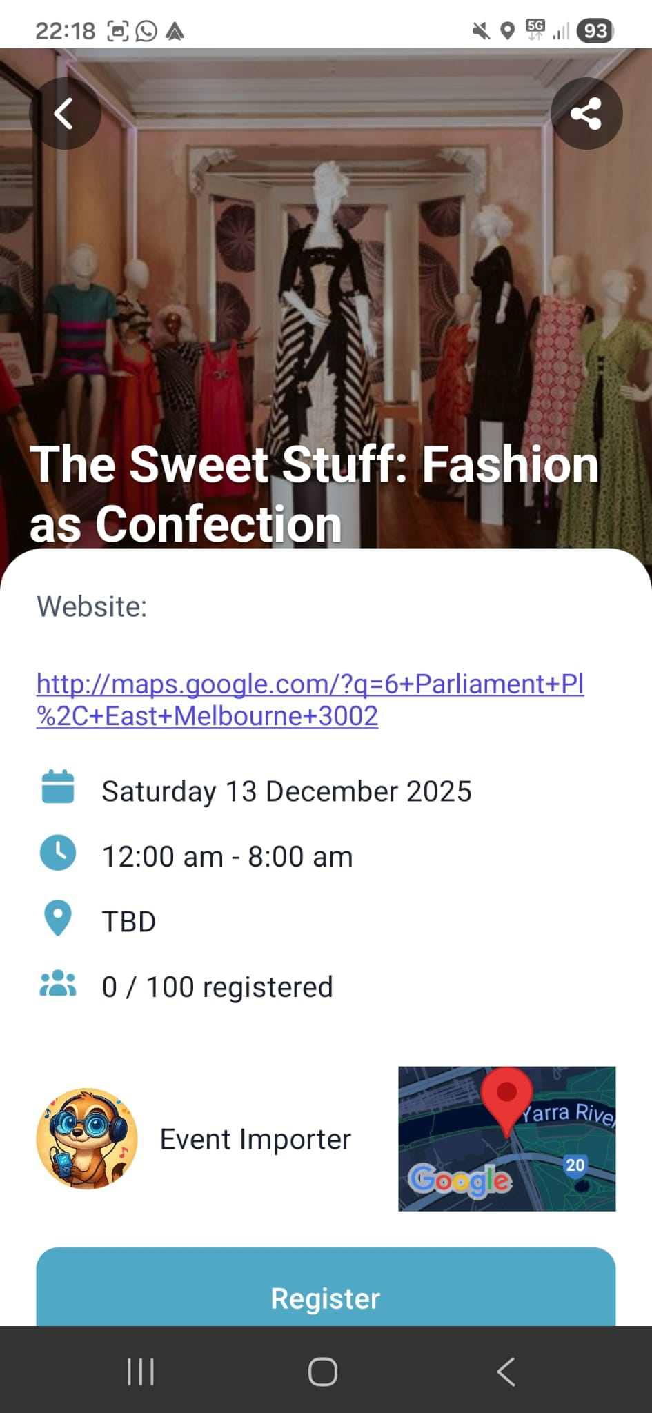 Hyke event details screenshot