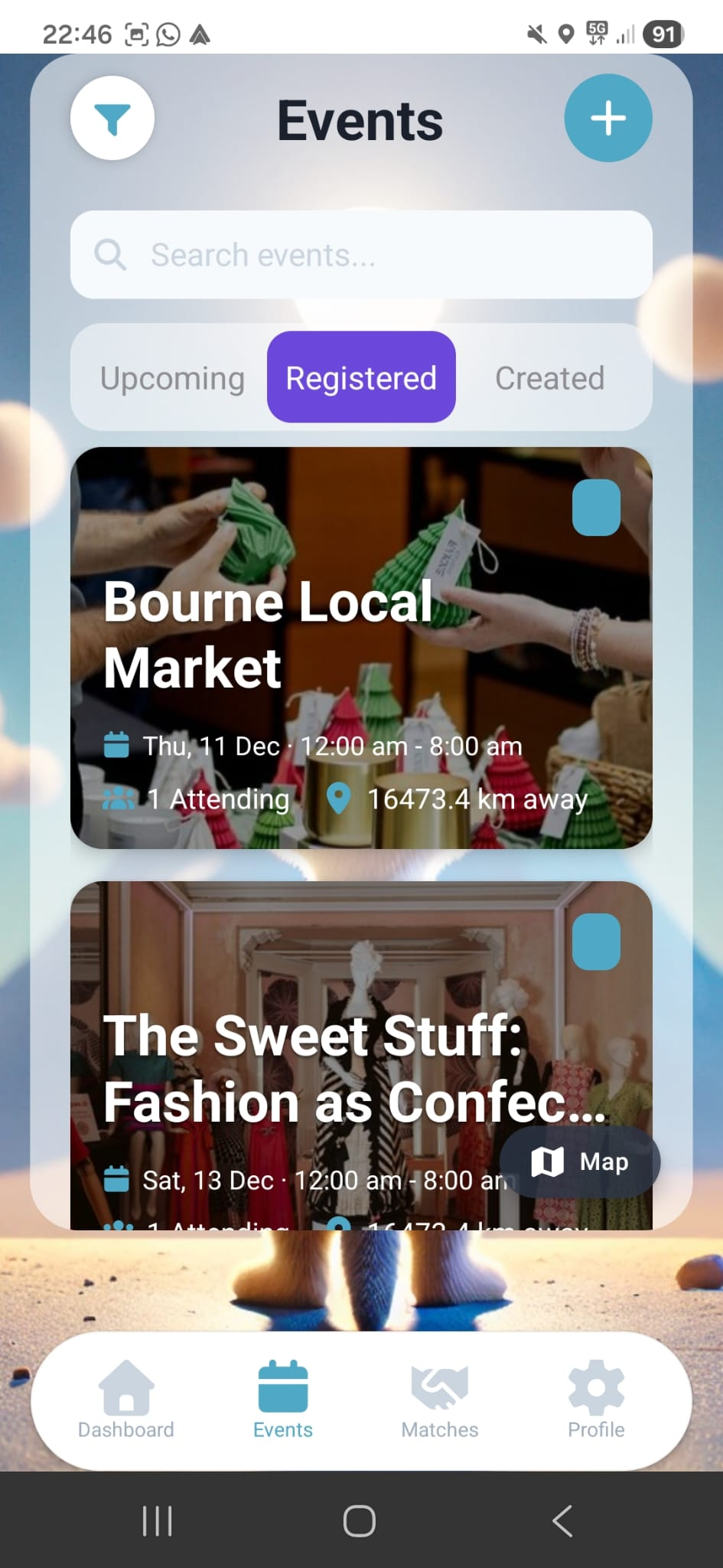 Hyke event list screenshot