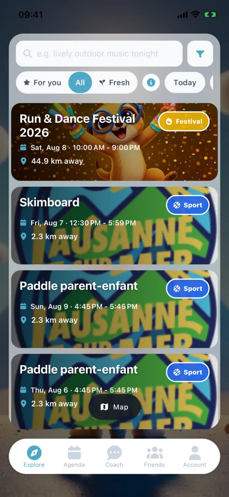 HykeFresh event list an organizer can track